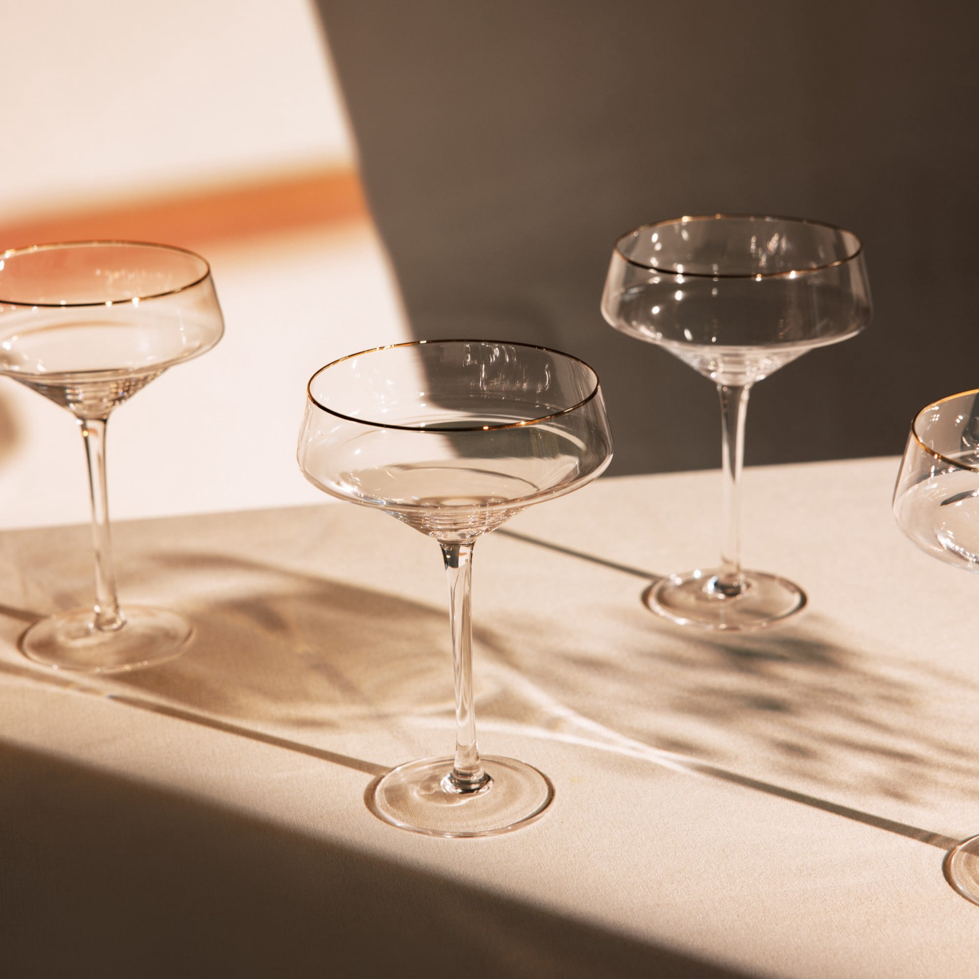 Thyme & Table 14 fl oz Clear Coupe Cocktail Glass with Gold Rim, Set of 4