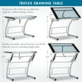 thumbnail image 4 of Studio Designs Triflex Hieght Adjustable Metal Frame with Glass Angle Adjustable Top Drafting Drawing Table Stand or Sit , Silver/Blue Glass, 4 of 12