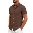 thumbnail image 5 of Miqool Men's Button Up Shirt Short Sleeve Casual Business Dress Top with Chest Pocket Turn Down Collar Lightweight Summer Work Blouse, 5 of 8