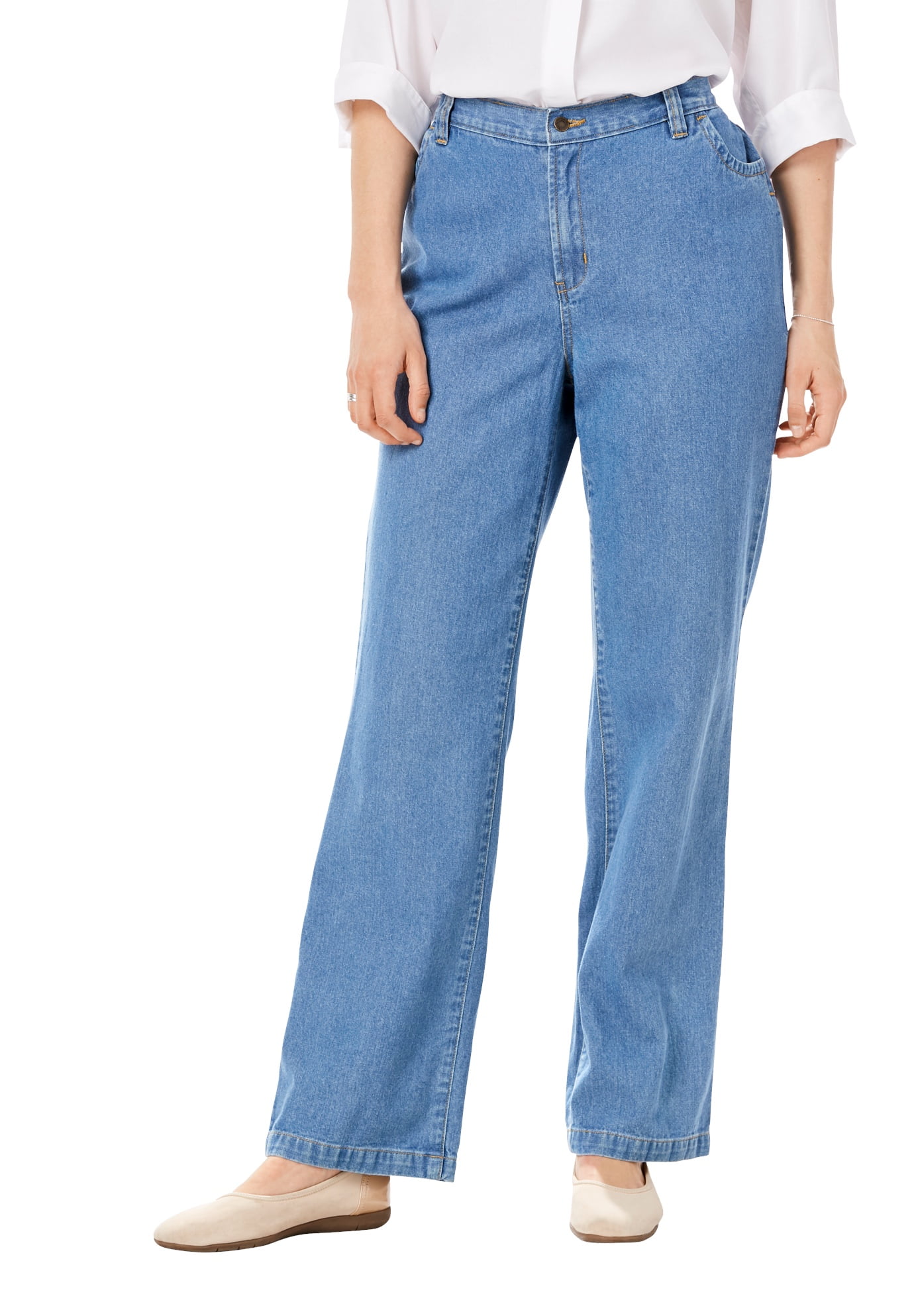 woman within elastic waist jeans