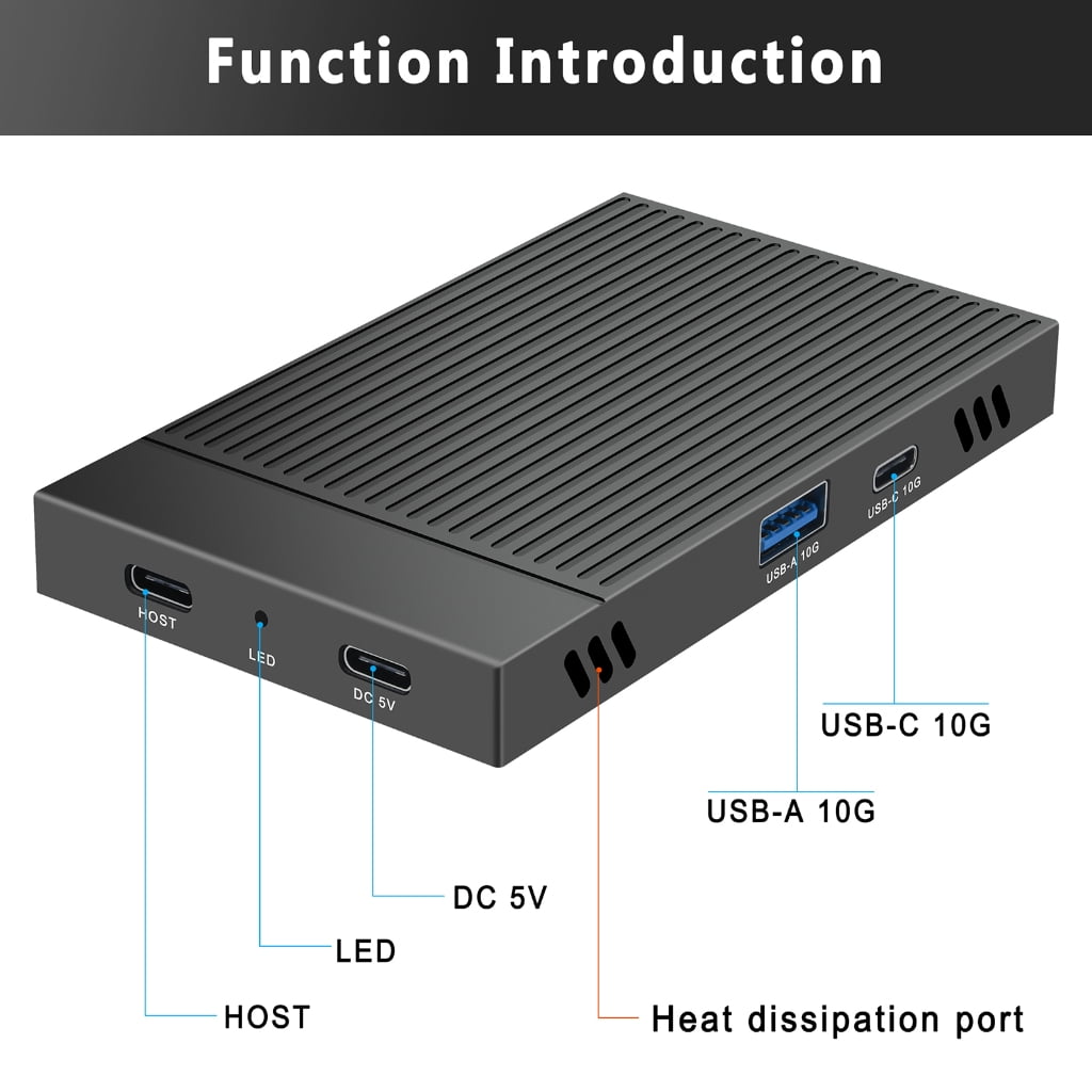 Double Bay NVMe M.2 SSD Case 10Gbps Aluminum Enclosure Docking for 2230-2280