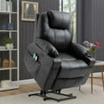 thumbnail image 3 of SOCIALCOMFY Power Lift Recliner Chair for Elderly, Heavy Duty Lift Chair with Heat and Massage, Faux Leather Recliner Chair with 2 Remote Controls, Cup Holders, Side Pockets & USB Ports (Black), 3 of 7