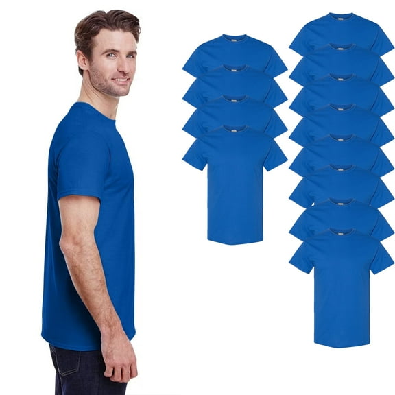 Gildan Men's Cotton T-Shirt, Short Sleeve Crew Neck Tee, Bulk Royal Color 12-Pack, Sizes S-5XL