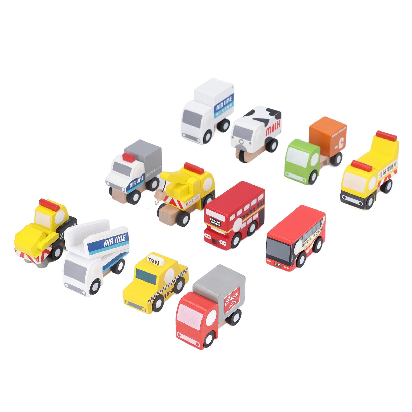 Wooden Trucks Toy, Smoothly Moving Bright Colors Wooden Mini Trucks