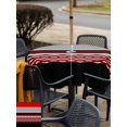 thumbnail image 5 of Outdoor Tablecloth with Umbrella Hole for Patio/Picnic/Party/Camping, Red Black Grey Stripes Waterproof Table Cloth Square Cover Washable, Abstract Lines Geometric Modern (54"x 54"), 5 of 8