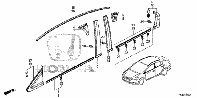 Genuine Honda Molding Assembly L Rear Door Sash 72961-T2A-A01
