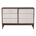 thumbnail image 3 of Baxton Studio Nikolai Commode à 6 Tiroirs en Tissu Beige et Bois Brun Wengé, 3 of 10
