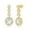 Gold Plated, variant on Halo Round 10mm with Triple Cubic Zirconia Silver/14k Gold/14k Rose Gold Plated Sterling Silver Dangling Earrings Jewelry for Women or Teens
