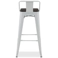 thumbnail image 4 of BELLEZE 30Inch Seat Height Metal Dining Chairs Bar Stools With Wood Seat and Low Backrest, Counter Height Stool, White, 4 of 7