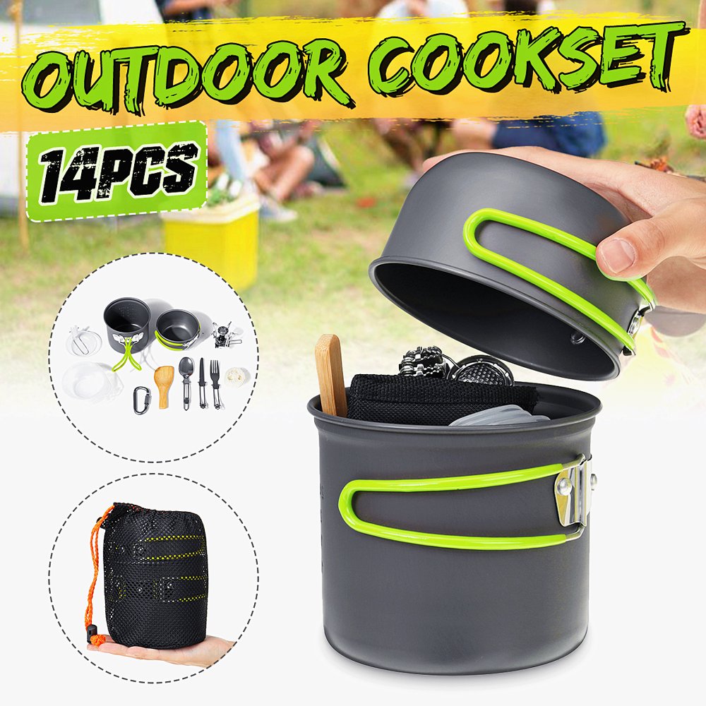 800ml(28oz) Camping Cookware Mess Kit with Stove for 12 Person