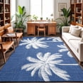 thumbnail image 2 of Navy Blue Palm Trees Rectangle Rug 3'x5' Summer Beach Tropical Farmhouse Washable Area Rugs for Living Room Bedroom Entryway Non Slip&nbsp; Entrance Door Mat Indoor Floor Carpet, 2 of 9