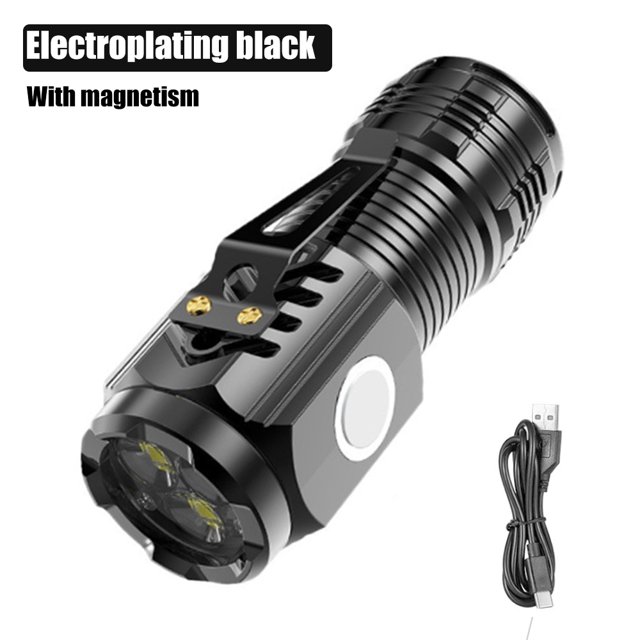 From Xiao Bei strict selection Three-eyed Monster LED Strong Light Flashlight Rechargeable Multifunctional Portable Outdoor Home Mini Flashlight Cap Clip Light