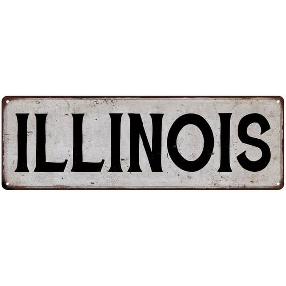 ILLINOIS Vintage Look Rustic Metal City State Sign 6 x 18 Matte Finish Metal 106180041157