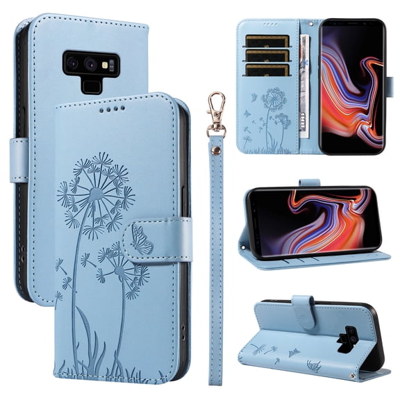 Wallet Case for Samsung Galaxy Note 9 (SM-N960), Card Holder and Kickstand, Shockproof and Scratch Resistant, Sky Blue