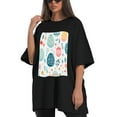 thumbnail image 4 of Plus Size Shirt for Women Black Tops for Women Short Sleeves Shirt for Women Easter 249 T Shirt Crewneck Shirt for Women 4XL, 4 of 5