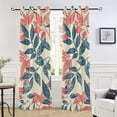 thumbnail image 5 of Leaves Red Blue Blackout Curtain Panels Drapes Privacy Assured with Light Filtering Curtains for Living room Bedroom Bathroom Window, 5 of 6