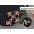 thumbnail image 5 of Roman Catholic Victorian Religion Christian Holy Cross Pink Rhinestones Pin Brooch With Pendant Loop, Pink/Gold, 5 of 6