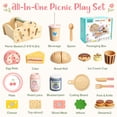 thumbnail image 3 of HopeRock Wooden Play Food Picnic Set, Pretend Play Toy for Girl 3-6 Years Old, Wooden Kitchen & Tea Party Playset with Storage Basket, Toddler Girls Christmas Birthday Gift., 3 of 7
