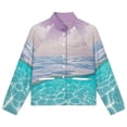 thumbnail image 4 of Jackets for Women Winter Coat Jackets Flannel Stand Collar Jacket(Ocean Wave Sunset Print,Size:S-4XL), 4 of 7