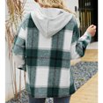 thumbnail image 4 of Mujer Cárdigan Sudadera Elegante Casual Otoño Invierno Bloques De Color A Cuadros Mujer Casual Sudadera Con Capucha Verde XXL, 4 of 6