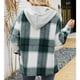 thumbnail image 4 of Mujeres cardigan sudadera elegante casual Otoño Invierno color bloqueo Plaid mujer casual sudadera con capucha, 4 of 6
