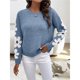 thumbnail image 5 of Suéteres de Cuello Redondo, Larga y Hombros Caídos con Estampado Floral para Mujer. Azul S, 5 of 10