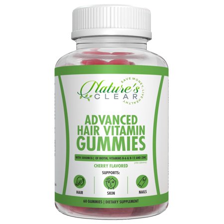 Nature’s Clear Advanced Hair Vitamins with Biotin, Hair Skin Nails, 60 Gummies