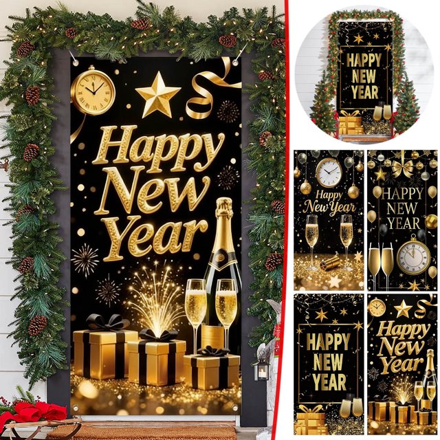 Bowayaoa Christmas Door Curtain Decoration, Holiday Scene Background Cover, Waterproof Polyester Door Cover, Festive Home Decor, Reusable Photo Backdrop
