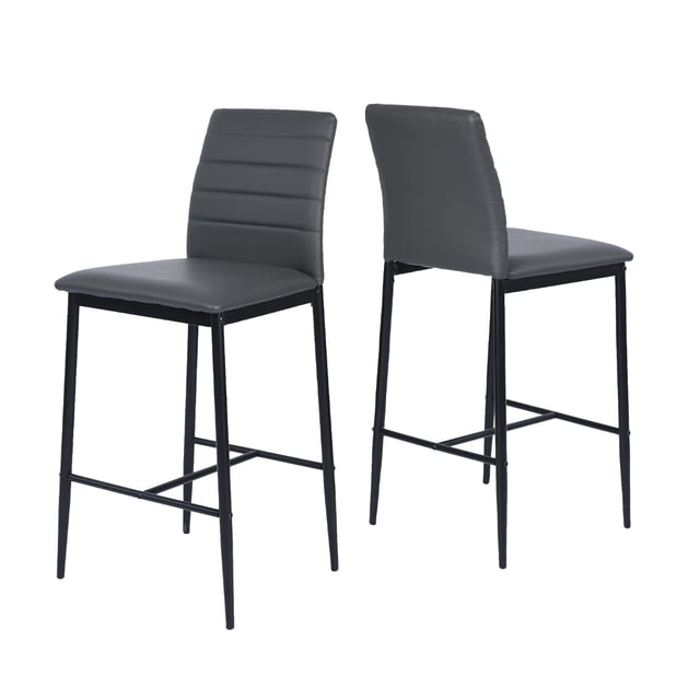 Set of 2 Bancos Alto, con Respaldo y Reposapié, Color Gris HOMEMAKE FURNITURE Moderno