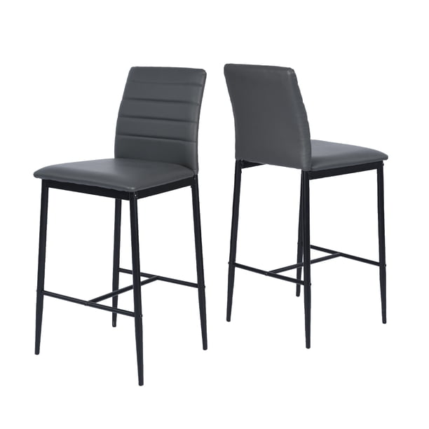 Set of 2 Bancos Alto, con Respaldo y Reposapié, Color Gris HOMEMAKE FURNITURE Moderno
