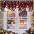 thumbnail image 6 of Red Black Plaid Christmas Snowman Tie Up Valances Curtain, Xmas Tree Elk Ball Snowflake Adjustable Rod Pocket Short Window Treatment Tie Up Curtains Valances for Kitchen Living Room Bathroom 54x18 In, 6 of 9