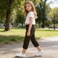 thumbnail image 3 of Kukoosong Girls' Elastic Waist Capri Pants with Pockets, Soft Stretchy Cropped Pants for Casual Summer Daily Wear, School Playtime, Loose Straight Leg Pants for Girls, 3 of 6