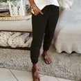 thumbnail image 2 of Summer Pants for Women Trousers Summer Bottoms With Pockets Trousers Drawstring Long Pant Fashionable Pants for Women Trendy Wardrobe Petite Indoor Soccer Baggy Black 3XL, 2 of 4