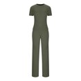 thumbnail image 5 of Admvng Two Piece Sets For Women Solid Color Round Neck Short Sleeved With Elastic Waist Pants Casual Sports Suit S-2XL, 5 of 6