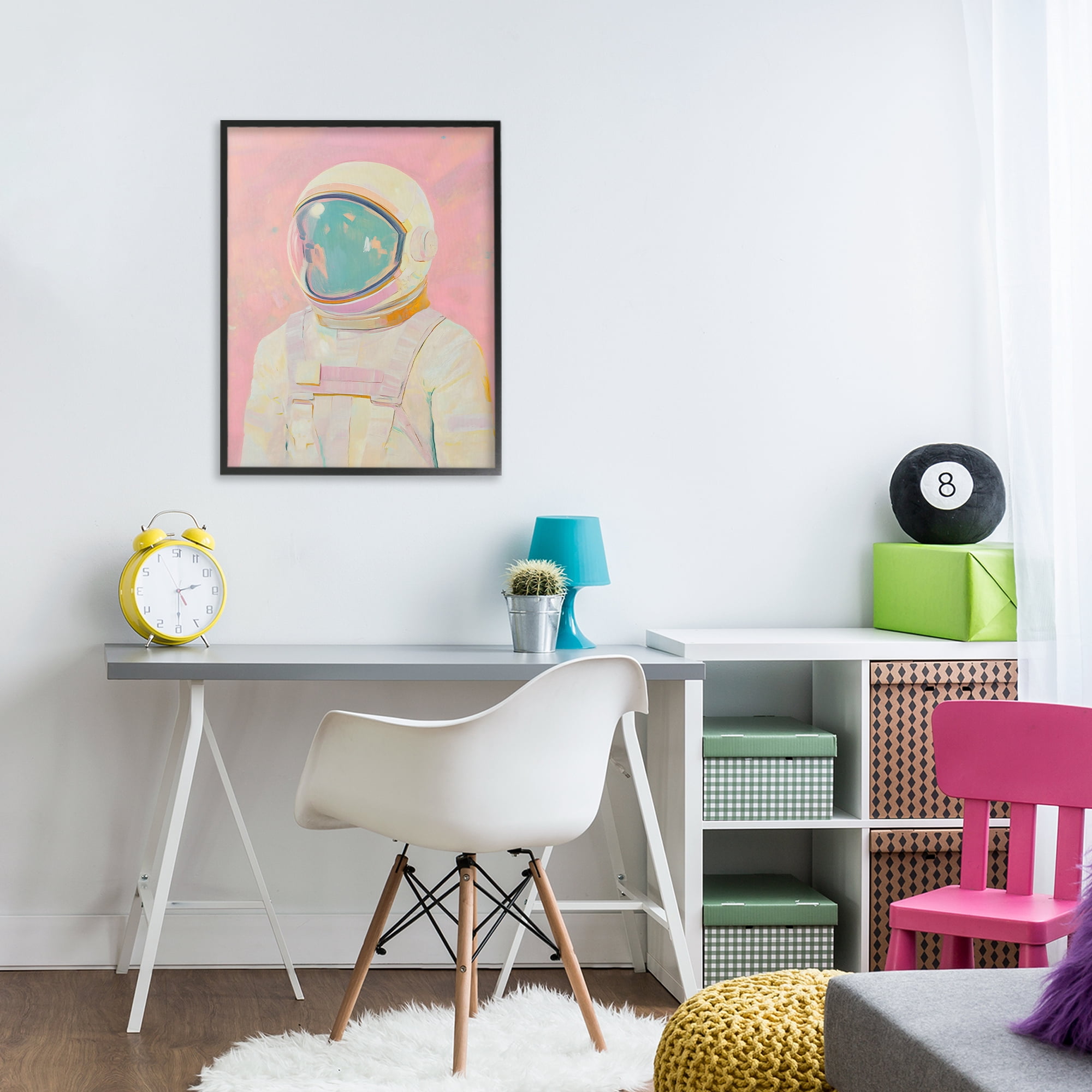 Stupell Industries Astronaut Portrait in Pink Dream Black Framed Giclee Art, design by The Prints Vibe