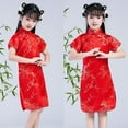 thumbnail image 5 of EnJoCho Girls 𝖥loral Cheongsam Chinese Traditional Dress Kids Modern Sleeveless New Year Qipao Stand Collar Side Split Outfits Traditional Chinese Dress Kids Cheongsam 𝖥loral, 5 of 5