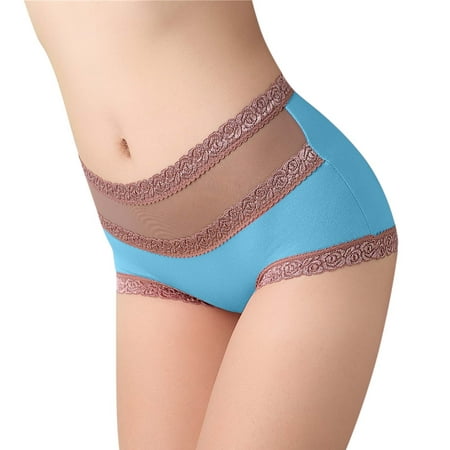 

Womens Panties Wome Plus Size Solid Color High Waist Lace Briefs Seamless Underwear For Women