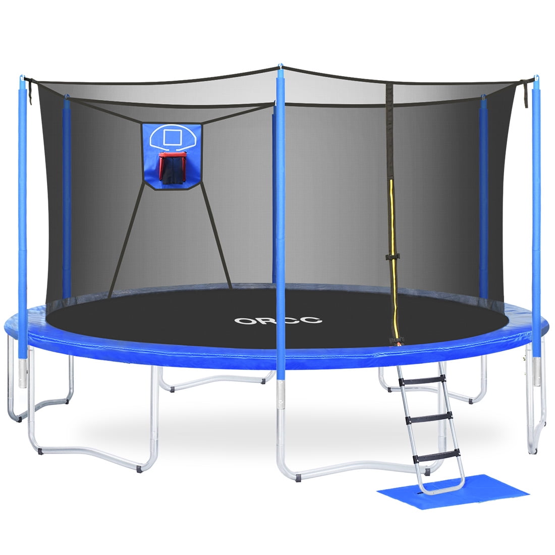 Safe Outdoor Trampoline for Backyard ORCC 16 15 14 12 10 8FT Trampoline 450 LBS Weight Capacity for Kids Adults with Safety Enclosure Net Wind Stakes Rain Cover Ladder 