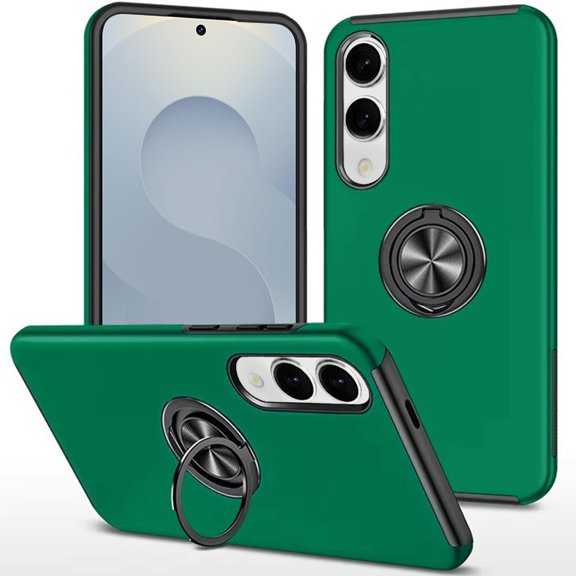 For Samsung Galaxy s25 Edge CHIEF Oil Painted Magnetic Ring Stand Hybrid Case Cover - Dark Green