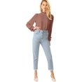 thumbnail image 5 of Women's Elegant Ruffle Trim Long Sleeve Buttoned Front Jacquard Blouse, 5 of 5