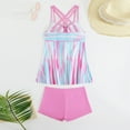 thumbnail image 4 of Women's Two-Piece Tankini Swimsuit Set with Crisscross Straps and Boyshorts, Pink and Blue, Comfortable and Stylish, 4 of 4
