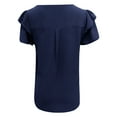 thumbnail image 5 of AherBiu Womens Tops Dressy Casual Blouse Layered Ruffle Short Sleeve Crewneck Summer Ruched Loose Shirts, 5 of 6