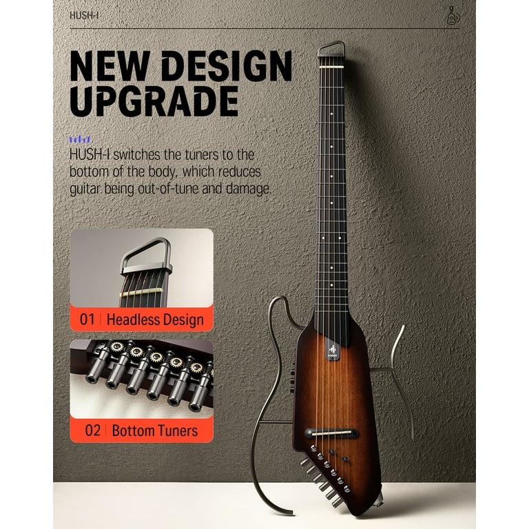 New Design Nylon String Headless Classical Silent Electric Guitar