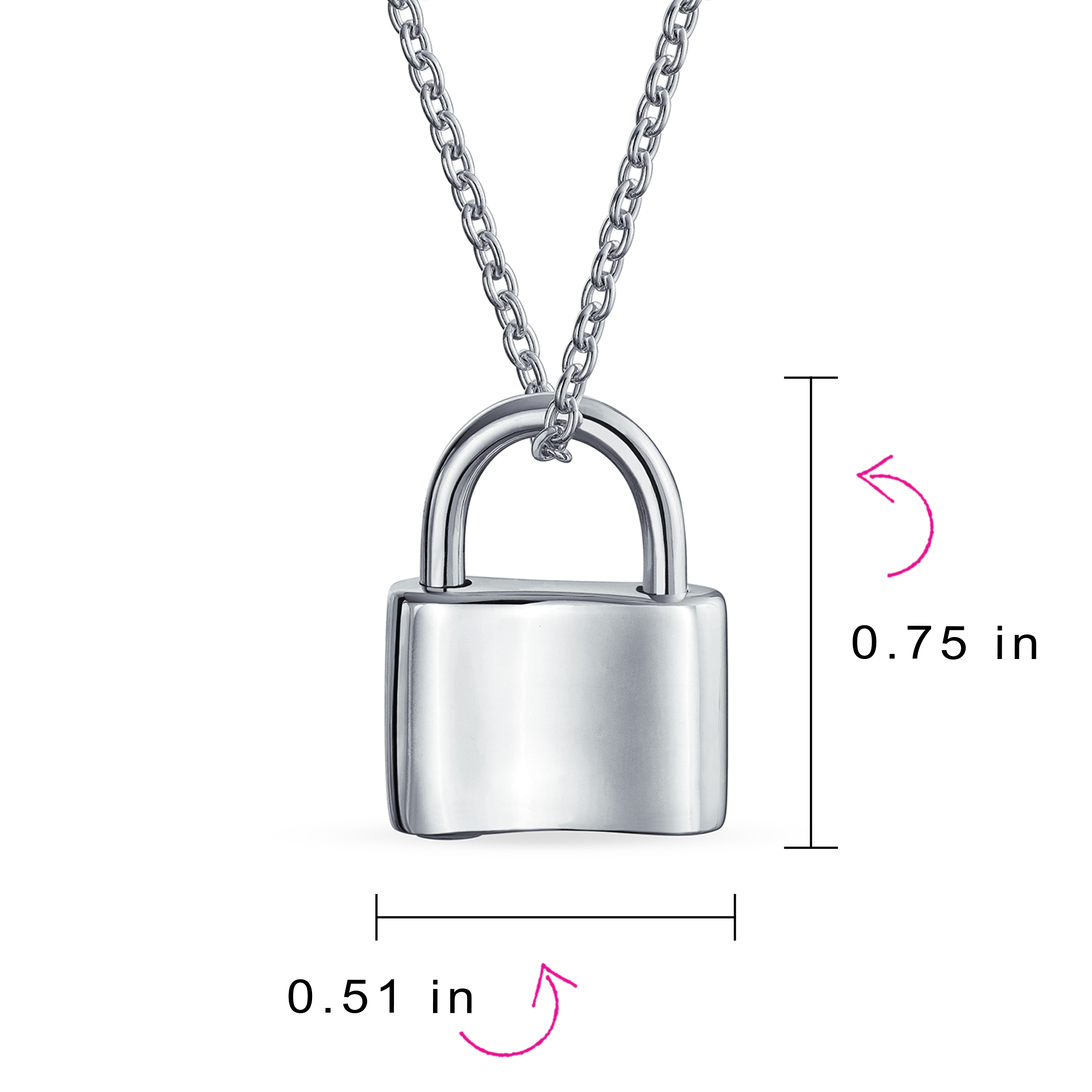 Personalized Functional Lovers Padlock Lock Pendant Necklace Silver 