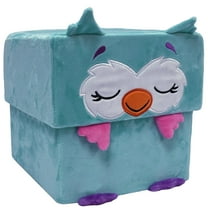 Happy Nappers: Adorable Storables - Owl - Teal & Pink - 8” Character Box & Surprise 8” Plush Toy w/ Weighted Paws, Square Storage Bin, Kids Age 1 