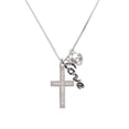 thumbnail image 2 of Delight Jewelry Stainless Steel Psalm 46:10 - Be Still and Know Engraved Cross - - Love and Lock Charm Necklace, 18"+1", 2 of 4