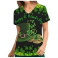 thumbnail image 2 of EGNMCR St Patricks Day Scrub Tops for Women Irish Print Scrub Tops with Pocket Summer Short Sleeve V Neck Holiday Tee Gnome Green Working Uniform V Neck Workwear Blouse T-shirt, 2 of 5
