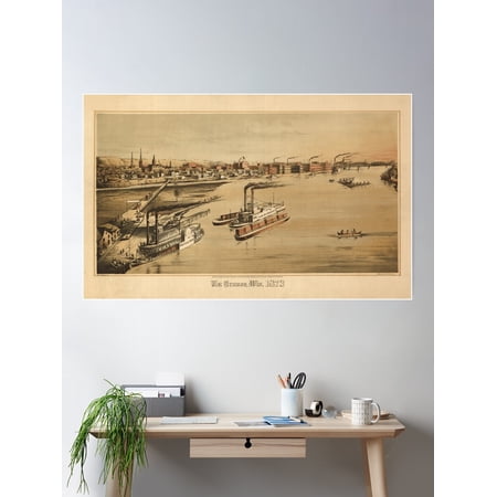 La Crosse Wisconsin 1873 Poster Wall Art, Modern Wall Decor For Living Room Bedroom, 8x12 UNFRAMED