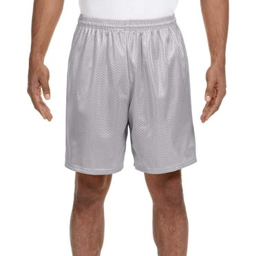 A4 N5293 ADULT SEVEN INCH INSEAM MESH SHORT, Silver, L