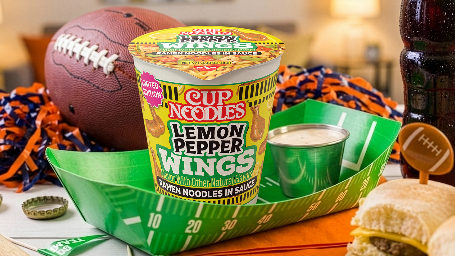 (6 pack) Nissin Cup Noodles Hot Wings Lemon Pepper Flavor, 3.0 oz Cup, Limited Edition